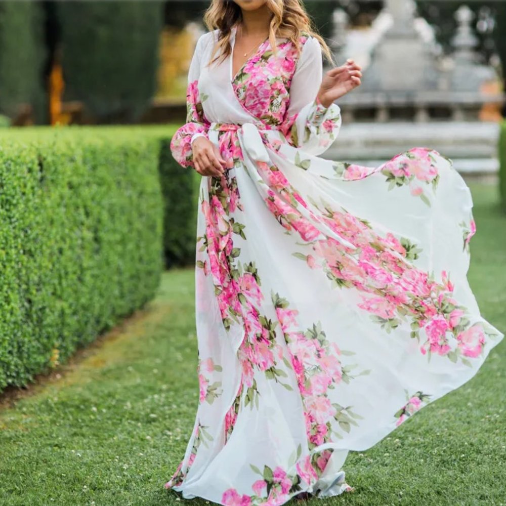 Floral Chiffon Maxi Dress | Morning Lavendar